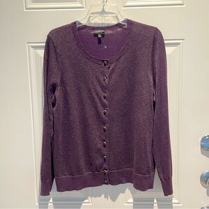 Talbots Petites Metallic Purple Shimmer Cardigan XL Petite Jewel Glitter Sparkle